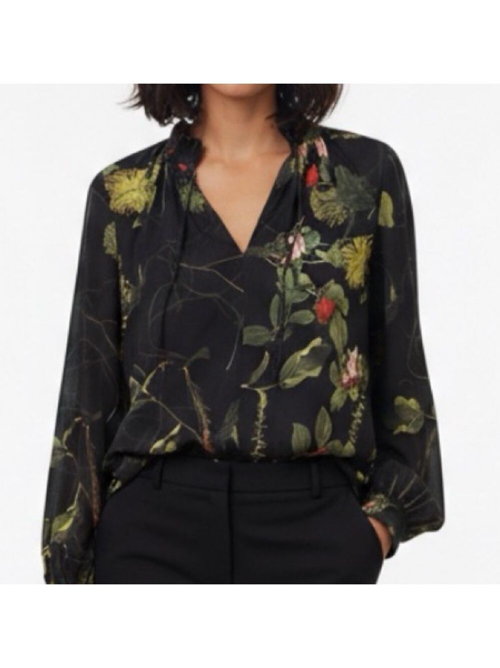 Babaton Floral Blouse - Black and Green